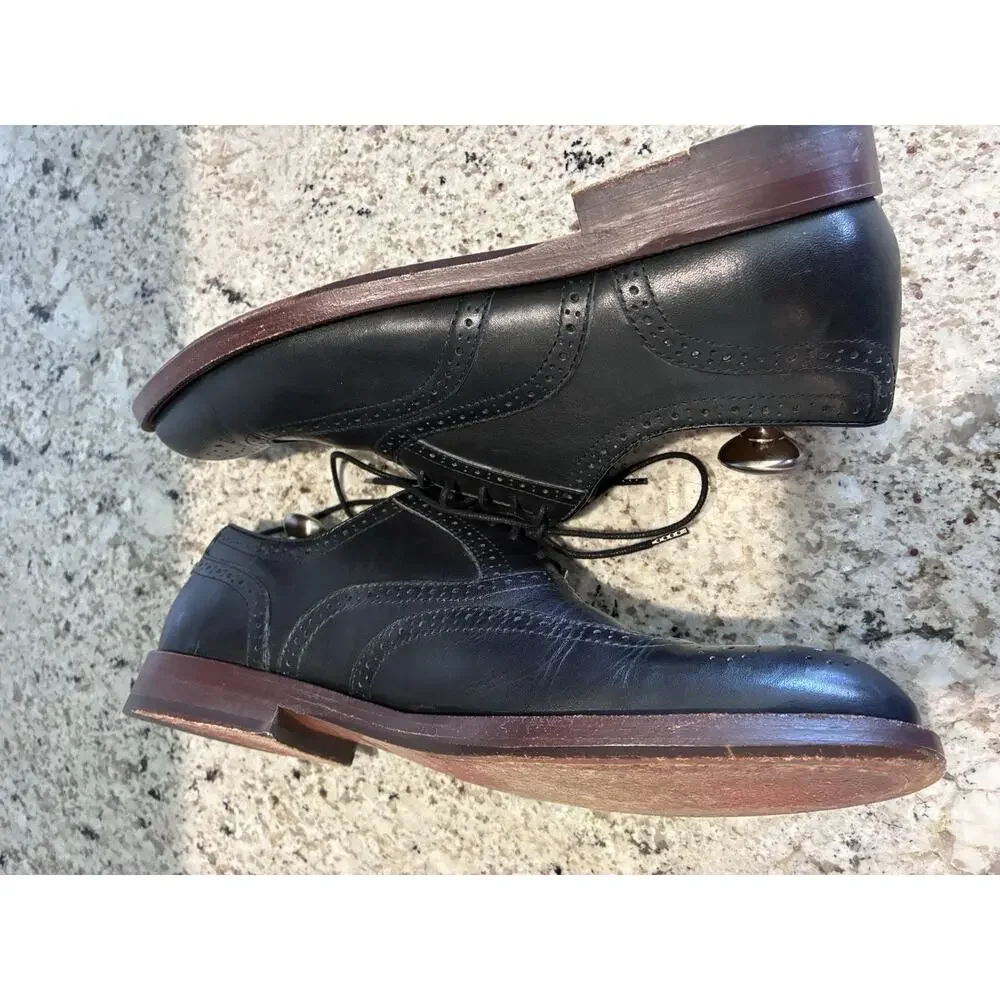 Johnston & Murphy Clayton Wingtip Men Leather Brogue Shoes Black Oxford 9W